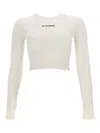 Jil Sander Fitted Cropped Polyamide-blend Long Sleeve Top In Neutral
