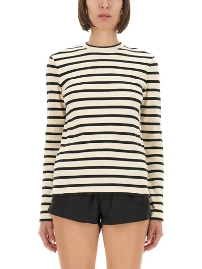 Jil Sander Striped Longsleeve T-shirt In White