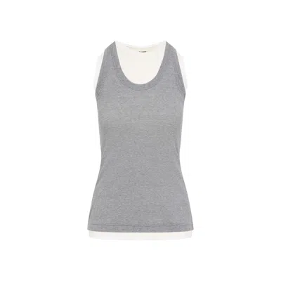JIL SANDER JIL SANDER FITTED SLEEVELESS TOP WITH CONTRASTING HEM LAYER