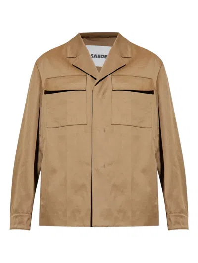 Jil Sander Flap-pocket Cotton Jacket In Brown