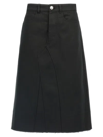 Jil Sander Flared Black Cotton Canvas Midi Skirt