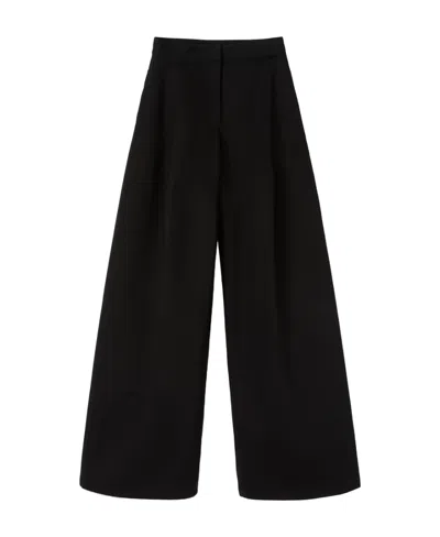 Jil Sander Flared Cotton Trousers In Black