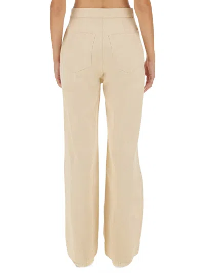 Jil Sander Flared Cotton Trousers In White