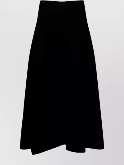 Jil Sander Flared High-waisted Mid-length Skirt In Black