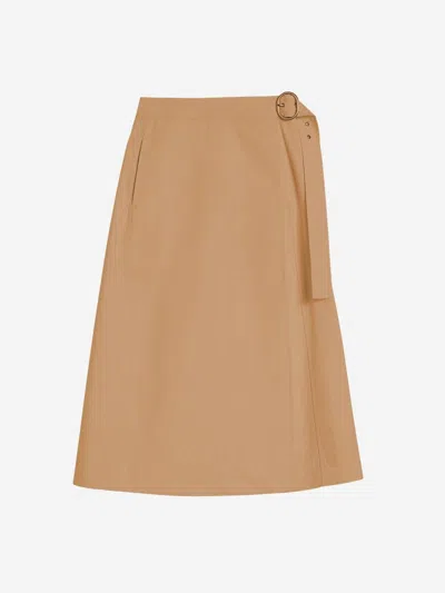 Jil Sander Flared Midi Skirt In Brown