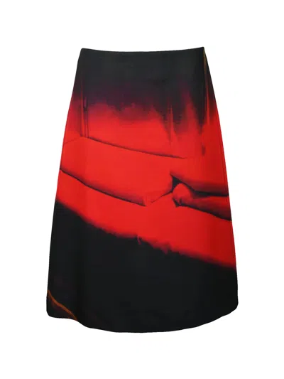 Jil Sander Flared Midi Skirt - Multicolor In Red