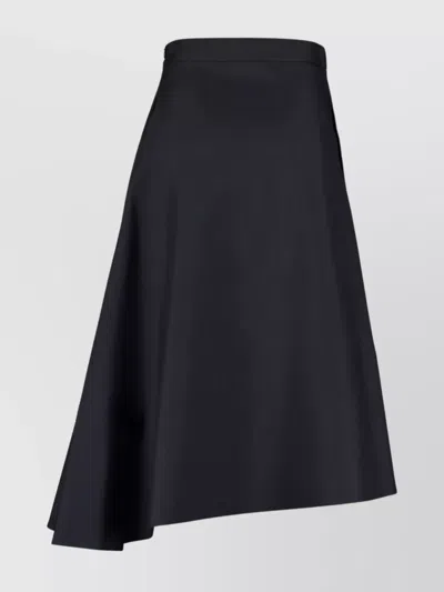 Jil Sander Asymmetric Virgin Wool Midi Skirt In Black