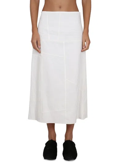 Jil Sander Flared Panelled Midi Skirt In White