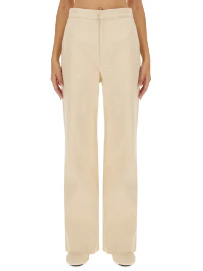 Jil Sander Flared Cotton Trousers In Neutral