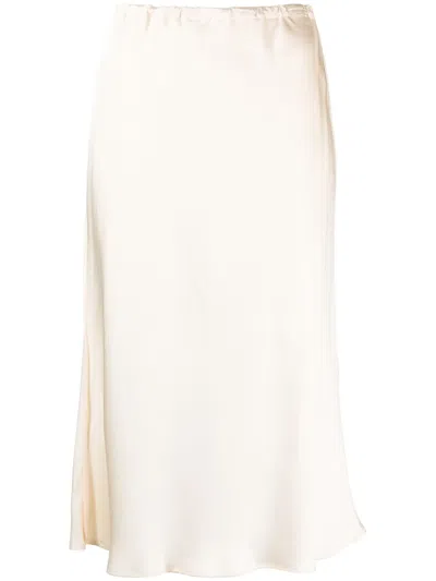 Jil Sander Flared Satined Midi Skirt In Nude
