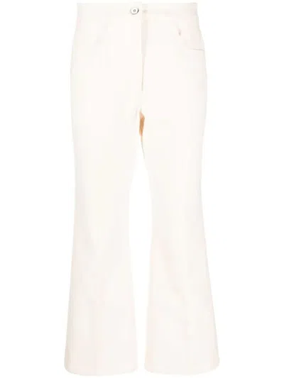 Jil Sander Flared Trousers With Design And Front Pockets In White