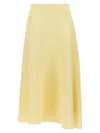 Jil Sander Flared Wool Skirt With Discreet Zipper Closure In Yellow