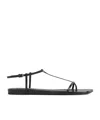 Jil Sander Black Sandals With Ankle Buckle Closure In Leather Woman In Black