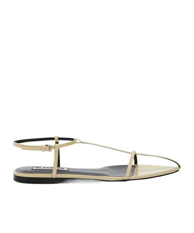 Jil Sander Flat Leather Sandals In Nude
