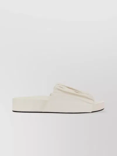 JIL SANDER FLAT RUCHED LEATHER SANDALS