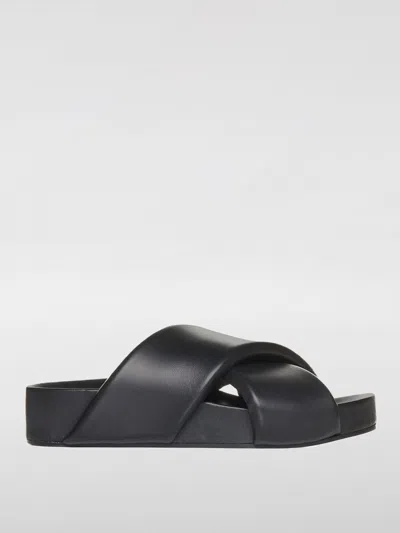 Jil Sander Soft Padded Nappa Sandal With Crossed Upper In Black