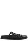 Jil Sander Mesh Leather Sandals In Nero