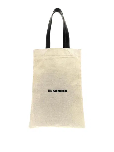 Jil Sander Flat Shopper Large Shopping Bag In White