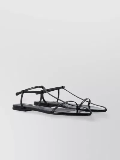 Jil Sander Flat Sole Open Toe Strappy Sandals In Black