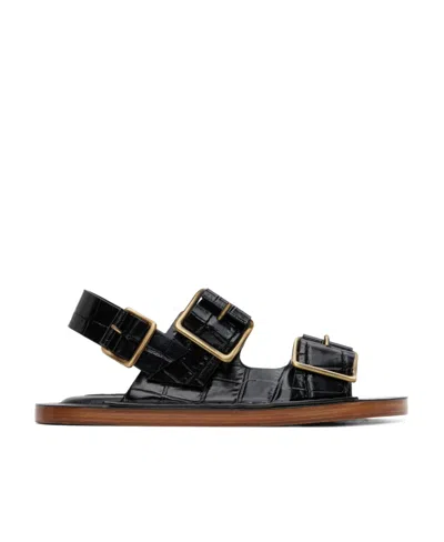 Jil Sander Flat-soled Sandals After Pin Buckle In Black