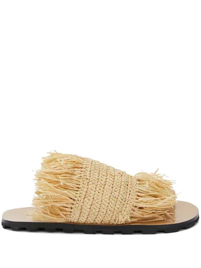 JIL SANDER FLAT STRAW SANDALS