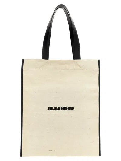 Jil Sander Flat Tote Bag In White/black