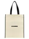 Jil Sander Natural White Cotton Border Book Tote Bag