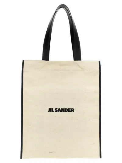 Jil Sander Flat Tote Bag White/black In Brown