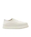 Jil Sander Flatform Leather Sneakers In White