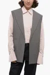 Jil Sander Flax Blend Buttonless Vest With Raw-cut Details In Grey