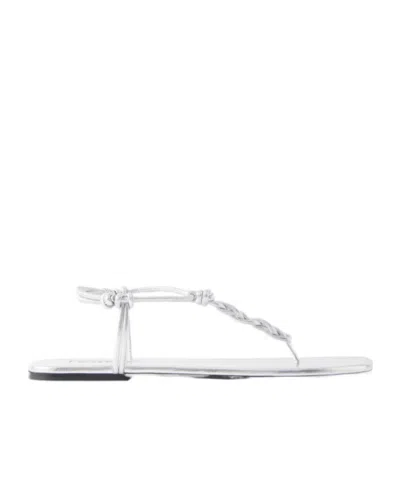 Jil Sander Flip-flop Flat Sandals In Silver
