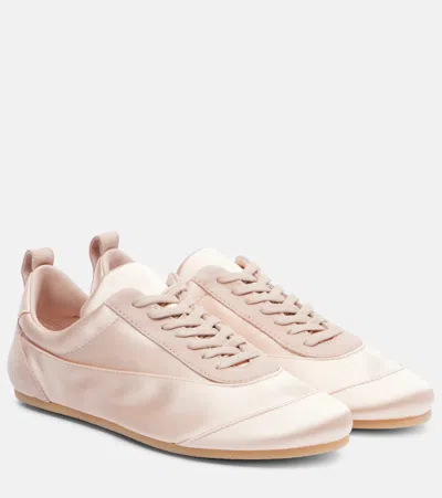Jil Sander Floor Suede-trimmed Satin Sneakers In Pink