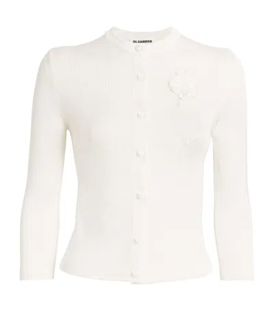 Jil Sander Floral Crochet Cardigan In White