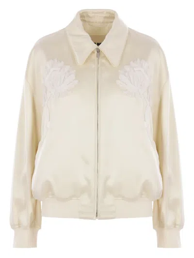Jil Sander Floral-embroidered Bomber Jacket