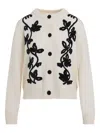Jil Sander Long Sleeves Cardigan Velvet Embroidery In White