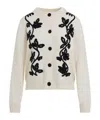 Jil Sander Long Sleeves Cardigan Velvet Embroidery In White