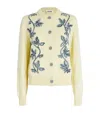 Jil Sander Light Yellow Cardigan With Floral Embroidery In Neutral