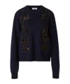 Jil Sander Wool Sweater With Floral Pattern In Blue