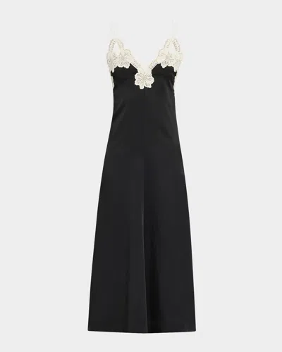 JIL SANDER FLORAL EMBROIDERED MIDI DRESS