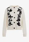 Jil Sander Cn Long Sleeves Cardigan With Velvet Embroidery Women In Neutral