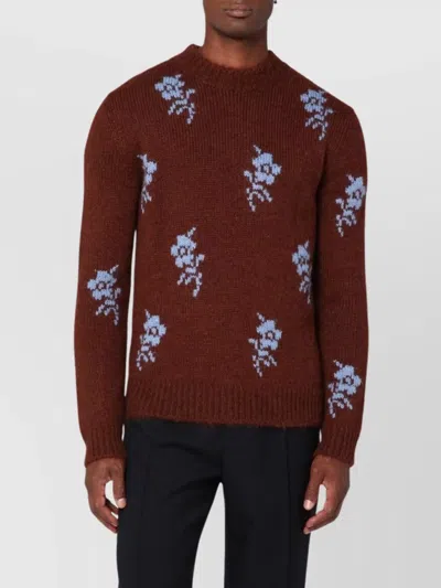 JIL SANDER FLORAL EMBROIDERY ALPACA SWEATER