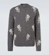 Jil Sander Alpaca Blend Sweater Embroidered Flowers In Gray