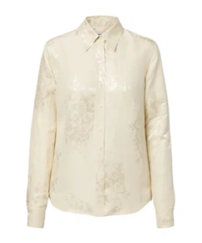 Jil Sander Floral Jacquard Linen-blend Shirt In Nude