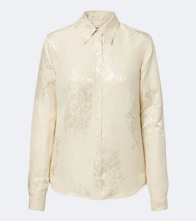 Jil Sander Floral Jacquard Linen-blend Shirt In Purple