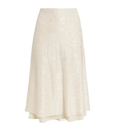 Jil Sander Floral Jacquard Midi Skirt In White