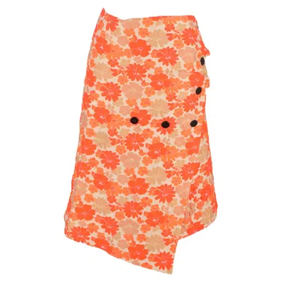 Jil Sander Floral-jacquard Midi Wrap Skirt In Orange Polyester In Multi