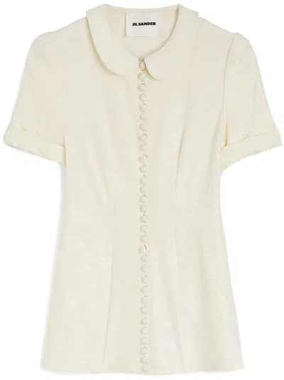 Jil Sander Floral-jacquard Shirt In White