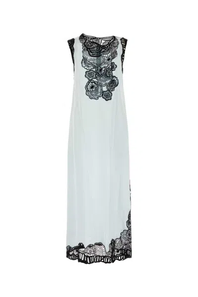 Jil Sander Floral-lace Sleeveless Midi Dress In White