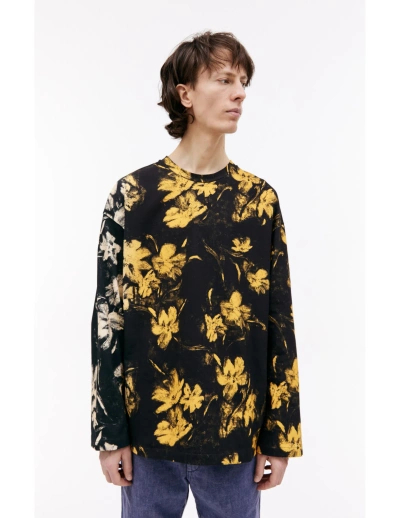 Jil Sander Floral Print Cotton Longsleeve In Multicolor