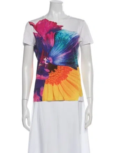 Pre-owned Jil Sander Floral Print Crew Neck T-shirt In White